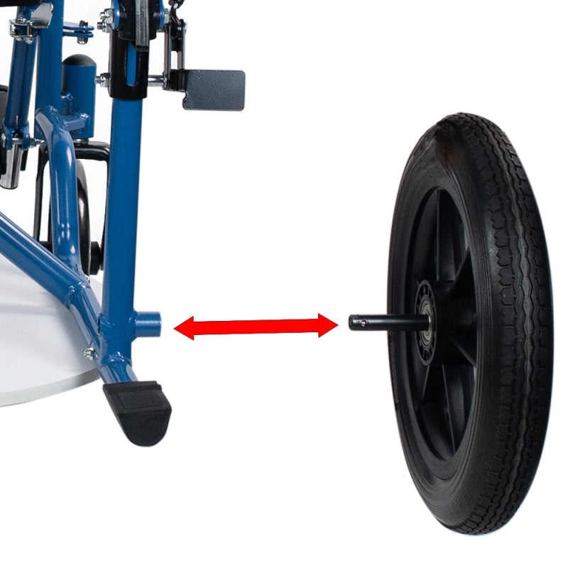 Cadeira de rodas dobrável com pequenas rodas azuis